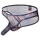 cheap Men&#039;s Exotic Underwear-Men&#039;s 1pack Sexy Panties Briefs Print Polyester Low Waist Black White