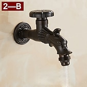 economico Rubinetti per lavandino bagno-rubinetto per lavatrice di lusso in stile retrò con estremità filettata, rubinetto per lavabo monocomando monoforo in ottone antico nero bronzo lucidato ad olio, rubinetto esterno con valvola in