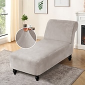 preiswerte Sesselabdeckung &amp; Armless Chair Cover-Stretch Samt Chaiselongue Stuhlhusse elastisch schwarz für Schlafzimmer Wohnzimmer weich strapazierfähig waschbar