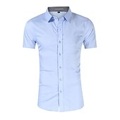 cheap Men&#039;s Non Iron Shirts-Men&#039;s Dress Shirt Plaid Shirt Collared Shirt Button Up Shirt Plaid Wedding Casual Black Blue Gray Light Blue Short Sleeve Turndown Summer Clothing Apparel Button-Down