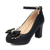 baratos Sapatos Princesa Infantil-sapatos sociais brancos de salto grosso para meninas – scarpins de bico redondo com laço e tira no tornozelo para casamento, festa e ocasiões formais