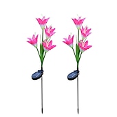 voordelige Landschapsverlichting-4-kops zonne-led leliebloemlampen, zonne-tuinverlichting voor buiten, RGB-kleur, waterdicht, 600 mAh, tuin, gazon, bruiloftsdecoratie 1/2 stuks