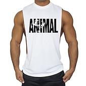 economico T-shirt e canotte attive da uomo-uomo uomo bodybuilding animale canottiera canotta t-shirt stampa vintage gilet camicia muscolare stampa 85% cotone 15% elastan, nero , m