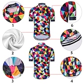 cheap Men&#039;s Jerseys-Men&#039;s Cycling Jersey Short Sleeve Fall Bike Jersey Top with 3 Rear Pockets Mountain Bike MTB Road Bike Cycling Breathable Quick Dry Front Zipper Back Pocket Red / Green Purple Green Rainbow Plaid