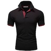 abordables Polo classique pour homme-Homme POLO Tee Shirt Golf Casual du quotidien Col polo Classique Manche Courte Décontractées Flexible Pois Bouton devant Eté Printemps Standard Noir Blanche Rouge bleu marine Orange Gris Clair POLO