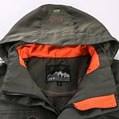 billige Sportjakke-vanntett turjakke for menn militær taktisk jakke uformell lett hette cargo sportsfrakk vindjakke utendørs varm vindtett trenchcoat jakke topp camping jakt fiske army green