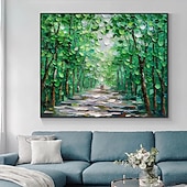 abordables Pinturas de paisajes-Pintura al óleo hecha a mano pintada a mano arte de la pared paisaje verde cuadros abstractos decoración del hogar decoración marco estirado listo para colgar
