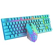 رخيصةأون طقم ماوس ولوحة مفاتيح-طقم لوحة مفاتيح وفأرة للشحن اللاسلكي free wolf t87 game luminous wireless kkeyboard and mouse set