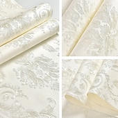 preiswerte Tapeten-Coole Tapeten, Blumentapete, 3D-Damast-Wandbild, Wandaufkleber, Folie, abziehen und aufkleben, entfernbar, selbstklebend, geprägt, europäischer Damast, Vlies, Heimdekoration, 300 x 53 cm