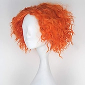 economico Parrucche di Carnevale-cosplay Le avventure di Alice nel Paese delle Meraviglie Parrucche cosplay del Cappellaio Matto tutta la parte centrale Fibra resistente al calore da 12 pollici riccia secca arancione lucido parrucca