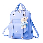 economico Zaini alla moda-Per donna Zaino per la scuola zaino Esterno Giornaliero Viaggi Tinta unica pelle sintetica Massima capacità Bottoni Cerniera Blu chiaro Grigio chiaro Vino
