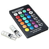 cheap LED Corn Lights-RGB LED Car Light 1 Set T10 RGB LED 5050 SMD W5W 168 192 Car Clearance Lights 12V Wedge Side Auto Tail Parking Lamp With Remote Control Brake Lights Reversing Backup for Universal All Years