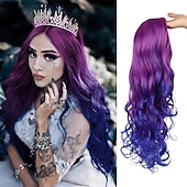 cheap Party Wigs-Red Synthetic Wig Long Wavy Side Part Heat Resistance Wig Natural Looking Fiber for Women Cosplay or Daily Use. Halloween Wigs