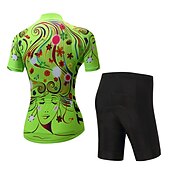 abordables Conjuntos de Ropa de Mujer-Mujer Maillot de Ciclismo con Culotte Manga Corta MTB Bicicleta Montaña Ciclismo Carretera Verano Primavera Otoño Amarillo Rosa Rojo Rayas Estampado Flores Botánica Flor Gracioso Bicicleta Filtro