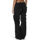 cheap Women&#039;s Cargo Pants-Women&#039;s Normal Cargo Pants Tactical Cargo Pants Trousers Chic &amp; Modern Casual / Sporty Full Length Low Waist Plain Pocket Baggy Comfort Inelastic Sports Weekend Black Pink Wine Dusty Blue Summer
