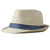 olcso Férfi kalapok-Férfi Szalmakalap Panama kalap Fedora Trilby kalap Medence Barna Tiszta pamut Klasszikus Retro Tiszta szín Buli 1920-as évek divatja Szüret Parti Hétköznapi Színes Szabadtéri Utazás