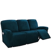 economico Poltrone reclinabili e poltrone wingback-copridivano reclinabile componibile fodera 1 set di 8 pezzi microfibra elasticizzata alta elasticità bordeaux rosso velluto di alta qualità copridivano copridivano per 3 posti cuscino divano