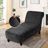 preiswerte Sesselabdeckung &amp; Armless Chair Cover-Stretch Samt Chaiselongue Stuhlhusse elastisch schwarz für Schlafzimmer Wohnzimmer weich strapazierfähig waschbar