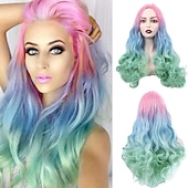 cheap Party Wigs-Red Synthetic Wig Long Wavy Side Part Heat Resistance Wig Natural Looking Fiber for Women Cosplay or Daily Use. Halloween Wigs