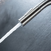 abordables Mitigeurs avec spray-Mitigeur d&#039;évier de cuisine en acier inoxydable avec pulvérisateur extractible, rotatif à 360 °, multifonction, robinet de cuisine à poignée unique, finition or brossé