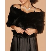 levne Kožešinová bolerka-Wihte Faux Fur Wraps Šály Elegantní a Luxusní Elegantní Udržet V Teple Bez Rukávů Umělé Kožešiny Podzim Svatební Host Wraps S Čistou Barvou Pro Svatební Podzim a Zimu oblékněte se abyste ohromili