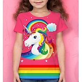 economico Cartone animato 3D della ragazza-Da ragazza 3D Animali maglietta T-shirt Manica corta Stampa 3D Estate Attivo Poliestere Bambino 4-12 anni Da tutti i giorni Standard