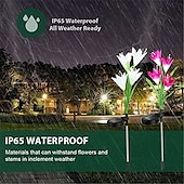 voordelige Landschapsverlichting-4-kops zonne-led leliebloemlampen, zonne-tuinverlichting voor buiten, RGB-kleur, waterdicht, 600 mAh, tuin, gazon, bruiloftsdecoratie 1/2 stuks