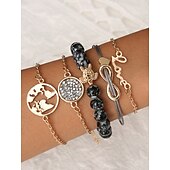 halpa Rannekorut ja rannerenkaat-5kpl Naisten Ranneketjut Monitaso Kartat äärettömyys Muoti Yksilöllinen Yksinkertainen Tyylikäs Metalliseos Rannekorun korut Kulta Käyttötarkoitus Juhlat / Ilta Urheilu Pyhäpäivä Deitti Festivaali