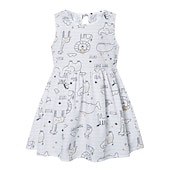economico Vestiti casual-Bambino Da ragazza Vestito Floreale Animali Senza maniche Stampa Essenziale Cotone Al ginocchio Estate 3-10 anni Giallo Rosa Blu