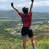 baratos Conjuntos de Roupa de Mulher-malha de manga curta para ciclismo com shorts triatlo tri terno azul bicicleta de secagem rápida respirável roupas com padrão esportivo