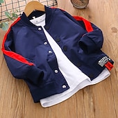 billiga Jackor och rockar för pojkar-Pojkar 3D Lappverk Jacka och kappa Långärmad Vår &amp; Höst Grundläggande Ledigt Polyester Barn 2-13 år Skola Sport &amp; Utomhus Ledigt / vardag Normal