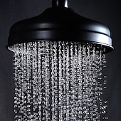 cheap Shower Faucets-Antique Shower System Faucet Combo Set, 8&quot; Rainfall Shower Head Kit with Handshower Wall Mounted, Brass Copper Black Electroplated Finish Vintage Style 2 Handles 3 Hole Bath Mixer Taps with Bodysprays