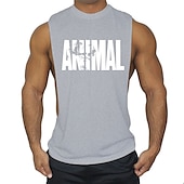 economico T-shirt e canotte attive da uomo-uomo uomo bodybuilding animale canottiera canotta t-shirt stampa vintage gilet camicia muscolare stampa 85% cotone 15% elastan, nero , m