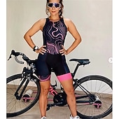 baratos Conjuntos de Roupa de Mulher-triatlo triatlo sem mangas tri terno preto bicicleta secagem rápida e respirável linhas esportivas / roupas de ondas