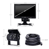 זול מצלמת מראה אחורית לרכב-718D 7 אִינְטשׁ TFT-LCD 600TVL 480 קווי טלוויזיה CCD חוטי 120 מעלות 7 אִינְטשׁ ערכת תצוגה אחורית לרכב עמיד במים / ראיית לילה / התאמת בהירות ל אוטובוס / משאית