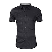 cheap Men&#039;s Non Iron Shirts-Men&#039;s Dress Shirt Plaid Shirt Collared Shirt Button Up Shirt Plaid Wedding Casual Black Blue Gray Light Blue Short Sleeve Turndown Summer Clothing Apparel Button-Down