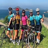 baratos Conjuntos de Roupa de Mulher-malha de manga curta para ciclismo com shorts triatlo tri terno azul bicicleta de secagem rápida respirável roupas com padrão esportivo