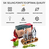 رخيصةأون كاسات الشراب-bartender kit cocktail shaker mixer stainless steel 350ml bar tool set with elegant bamboo stand perfect home bartending kit and martini cocktail shaker set