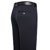 cheap Slim-Men&#039;s Dress Pants Trousers Slacks Flat Front Pants Suit Pants Straight Leg Geometry Stretch No-Iron Formal Wedding Business Classic Style Casual Black Royal Blue High Waist Stretchy