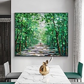 abordables Pinturas de paisajes-Pintura al óleo hecha a mano pintada a mano arte de la pared paisaje verde cuadros abstractos decoración del hogar decoración marco estirado listo para colgar