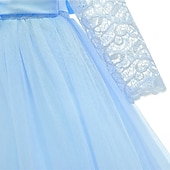 cheap Flower Girl's Dresses-Kids Girls' Flower Girl Dress Dress Half Sleeve Wedding Party Lace up Mesh Elegant Vintage Maxi Swing Dress A Line Dress Spring Fall 3-12 Years White Light Green Pink