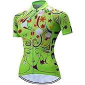 abordables Conjuntos de Ropa de Mujer-Mujer Maillot de Ciclismo con Culotte Manga Corta MTB Bicicleta Montaña Ciclismo Carretera Verano Primavera Otoño Amarillo Rosa Rojo Rayas Estampado Flores Botánica Flor Gracioso Bicicleta Filtro