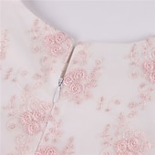cheap Casual Dresses-Kids Girls&#039; Dress Floral Sleeveless Party Embroidered Lace Trims Bow Cute Cotton Knee-length Skater Dress Summer 3-10 Years Pink Dusty Rose Red