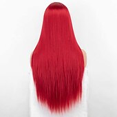 voordelige Synthetische pruiken-zwarte pruiken voor vrouwen synthetische pruik rechte middendeel pruik ombre a1 a2 a3 a4 a5 synthetisch haar 26 inch vrouwen rood zwart ombre