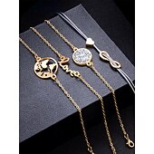 halpa Rannekorut ja rannerenkaat-5kpl Naisten Ranneketjut Monitaso Kartat äärettömyys Muoti Yksilöllinen Yksinkertainen Tyylikäs Metalliseos Rannekorun korut Kulta Käyttötarkoitus Juhlat / Ilta Urheilu Pyhäpäivä Deitti Festivaali