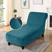 preiswerte Sesselabdeckung &amp; Armless Chair Cover-Stretch Samt Chaiselongue Stuhlhusse elastisch schwarz für Schlafzimmer Wohnzimmer weich strapazierfähig waschbar
