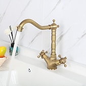 economico Girevole-rubinetto da cucina monocomando rubinetto da cucina in ottone antico monoforo girevole / arco alto/alto, rubinetto da cucina in ottone antico/cod con linee di alimentazione / regolabile su acqua