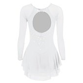cheap Figure Skating Dresses-Figure Skating Dress Women&#039;s Girls&#039; Ice Skating Dress Violet Black White Open Back Mesh Spandex High Elasticity Training Competition Skating Wear Classic Crystal / Rhinestone Long Sleeve Ice Skating