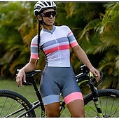 billiga Klädset för kvinnor-Dam Kortärmad Cykeltröja med shorts Triathlondräkt Sommar Elastan Polyester Grön Vit Svart Lappverk Rolig Cykel Träningsdräkter Andningsfunktion Snabb tork Bakficka Svettavvisande sporter Lappverk