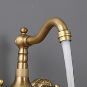 billiga vridbar-traditionella diskbänksblandare väggmonterad mässing, vintage retro köksblandare dubbelspak standard pip kärlkran